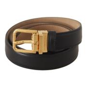 Elegante zwarte leren riem met gegraveerde gesp Dolce & Gabbana , Blac...