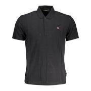 Zwarte Polo Met Korte Mouwen Logo Napapijri , Black , Heren