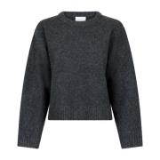 Solid Knit Sweater Neo Noir , Gray , Dames