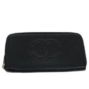 Pre-owned Leather wallets Chanel Vintage , Black , Dames