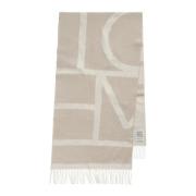 Monogram Jacquard Wollen Sjaal TotêMe , Beige , Dames