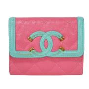 Pre-owned Leather wallets Chanel Vintage , Pink , Dames