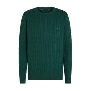 Groene Chain-Knit Crew Neck Sweater Tommy Hilfiger , Green , Heren