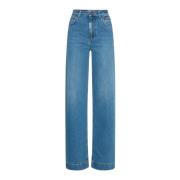 Hoge taille Stonewash Jeans met Flare Ball , Blue , Dames