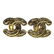 Pre-owned Metal earrings Chanel Vintage , Yellow , Dames