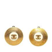 Pre-owned Metal earrings Chanel Vintage , Yellow , Dames