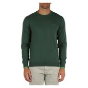 Merino Wol Katoen Trui Contrast Inzetstukken Sun68 , Green , Heren