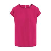 Satijnen Twill Top Boothals Stijl Zusss , Pink , Dames