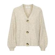 Oversized Gebreid Vest Haver Melange Cream , Beige , Dames