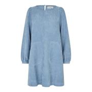 Geribbelde Jurk met Pofmouwen Lollys Laundry , Blue , Dames