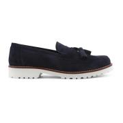 Tassel Loafers met 3cm Hak Made in Italia , Blue , Dames