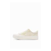 Witte stoffen sneakers voor vrouwen Desigual , Beige , Dames