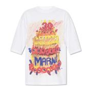 T-shirt met print Marni , White , Dames