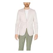 Witte Blazer Lange Mouwen Revers Kraag Antony Morato , Beige , Heren