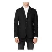 Zwarte Knoopsluiting Revers Blazer Mulish , Black , Heren