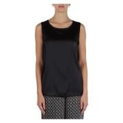 Zijden stretch top met strass logo Marciano , Black , Dames