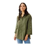 Korte Mouw Army Shirt IN Front , Green , Dames