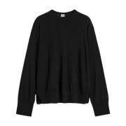 Luxe Zijde Kasjmier Crewneck Gebreid TotêMe , Black , Dames