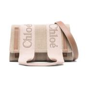 Beige Linnen Leren Tas Chloé , Beige , Dames