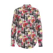 Retro Print Blouse, Cutaway Kraag, Lange Mouwen Himon's , Multicolor ,...