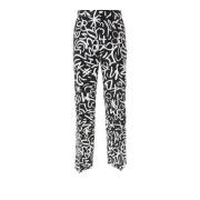 Scribble Print Katoenen Broek Moschino , Black , Heren