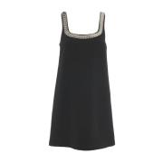 Metallic Scoop Neck Slip Jurk Pinko , Black , Dames