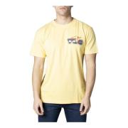 Gele Print T-shirt Mannen Herfst/Winter Tommy Jeans , Yellow , Heren