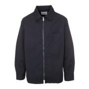 Italiaans Katoenen Overshirt met Rits Closed , Blue , Heren