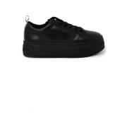 Zwarte Leren Sportieve Sneakers Calvin Klein Jeans , Black , Dames