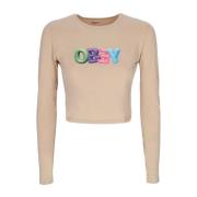 Lange Mouw Cropped Tee Bubble Mia Obey , Beige , Dames