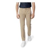 Beige Plain Rits Knoop Broek Mannen Blauer , Beige , Heren