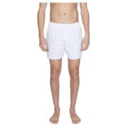 Witte bedrukte zwemshorts Emporio Armani EA7 , White , Heren