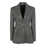 Zwart Wolmix Herringbone Jas Ermanno Scervino , Gray , Dames