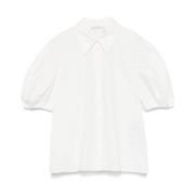 Geborduurde Zwarte Top Knoopsluiting Chloé , White , Dames