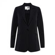 Pinstripe Lange Blazer &Co Woman , Black , Dames