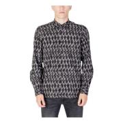 Geometrisch Overhemd Lange Mouw Zwart Antony Morato , Black , Heren