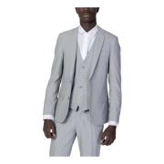 Grijze V-hals Knoop Blazer Lente/Zomer Antony Morato , Gray , Heren