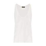 Ivoor Geborduurd Logo Jersey Top Elisabetta Franchi , Beige , Dames