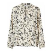 Zwarte Top met V-Hals en Print Masai , Multicolor , Dames