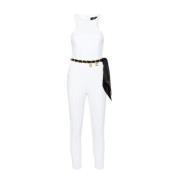 Witte Jumpsuit met Amerikaanse Halslijn Elisabetta Franchi , White , D...