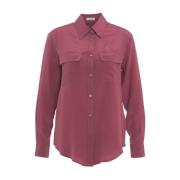 Zijden Blouse met Cutaway Kraag Himon's , Pink , Dames