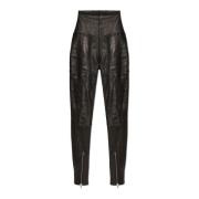 Hoge taille leren broek Dirt Rick Owens , Black , Dames