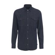 Italiaanse Denim Overhemd met Lange Mouwen Dondup , Blue , Heren