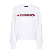 Witte Katoenen Jersey Web Print Sweater Gucci , White , Dames