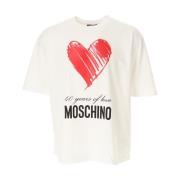 Liefde 40 Jaar T-shirt Jersey Katoen Moschino , White , Heren