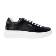 Zwarte Rubberen Sneakers met Veters voor Vrouwen Guess , Black , Dames