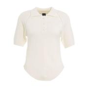 Italiaanse Gebreide Polo Shirt Pinko , White , Dames