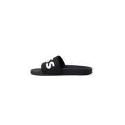 Zwarte Polyester Heren Slippers Hugo Boss , Black , Heren