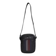 Zwarte Bedrukte Schoudertas met Rits Tommy Hilfiger , Black , Heren