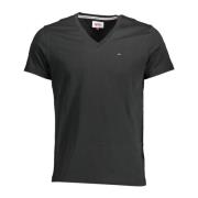 Zwarte Heren T-shirt met Korte Mouwen Tommy Hilfiger , Black , Heren